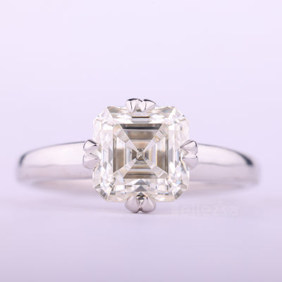 1.0CT Asscher Cut Diamond Moissanite Solitaire Engagement Ring