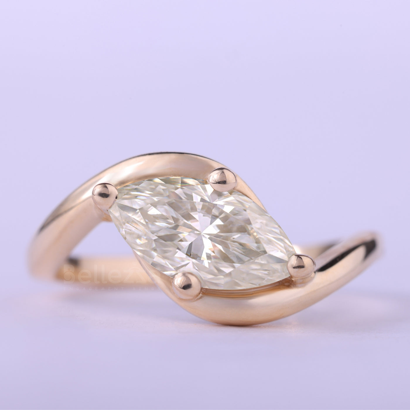 1.0CT East-West Marquise Cut Diamond Unique Engagement Ring