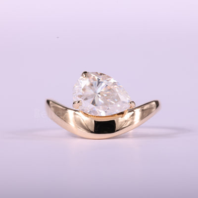 1.50CT East-West Pear Cut Diamond Curved Solitaire Engagement Ring