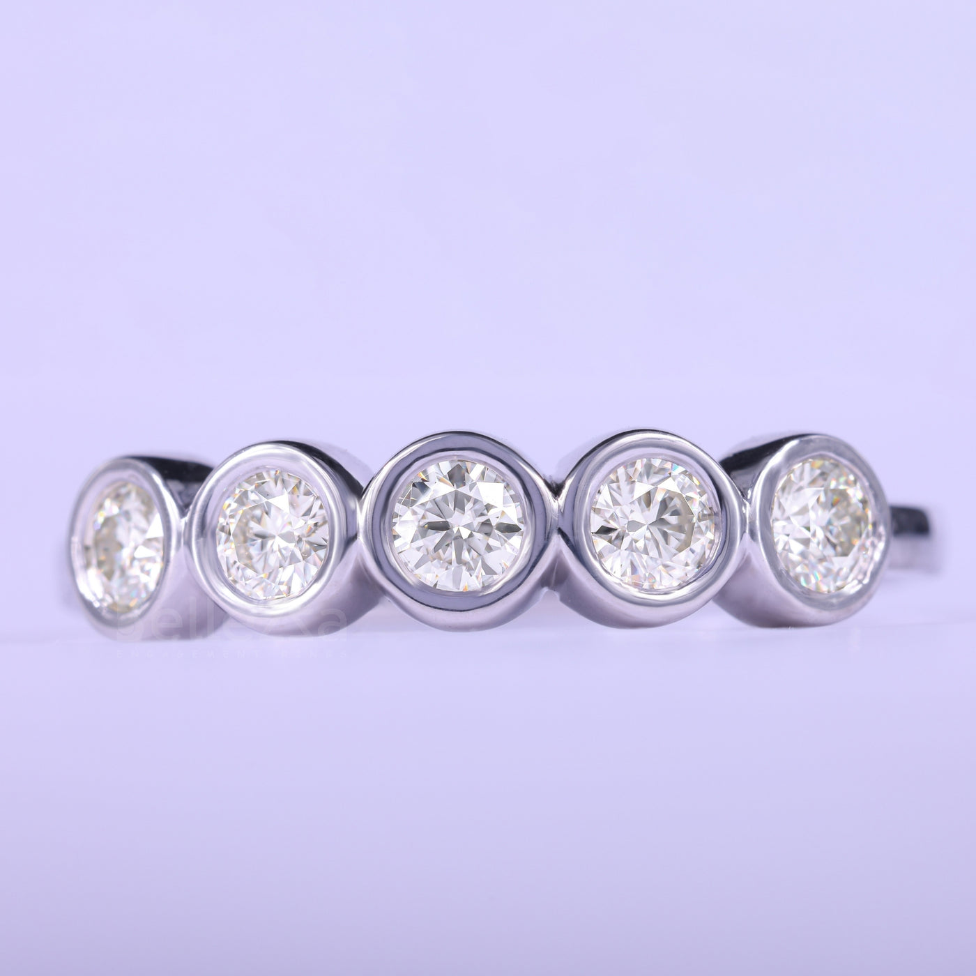 1.20CTW Round Cut Bezel Set Half Eternity Wedding Band