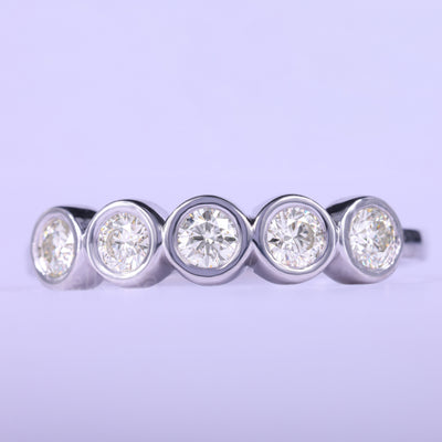 1.20CTW Round Cut Bezel Set Half Eternity Wedding Band