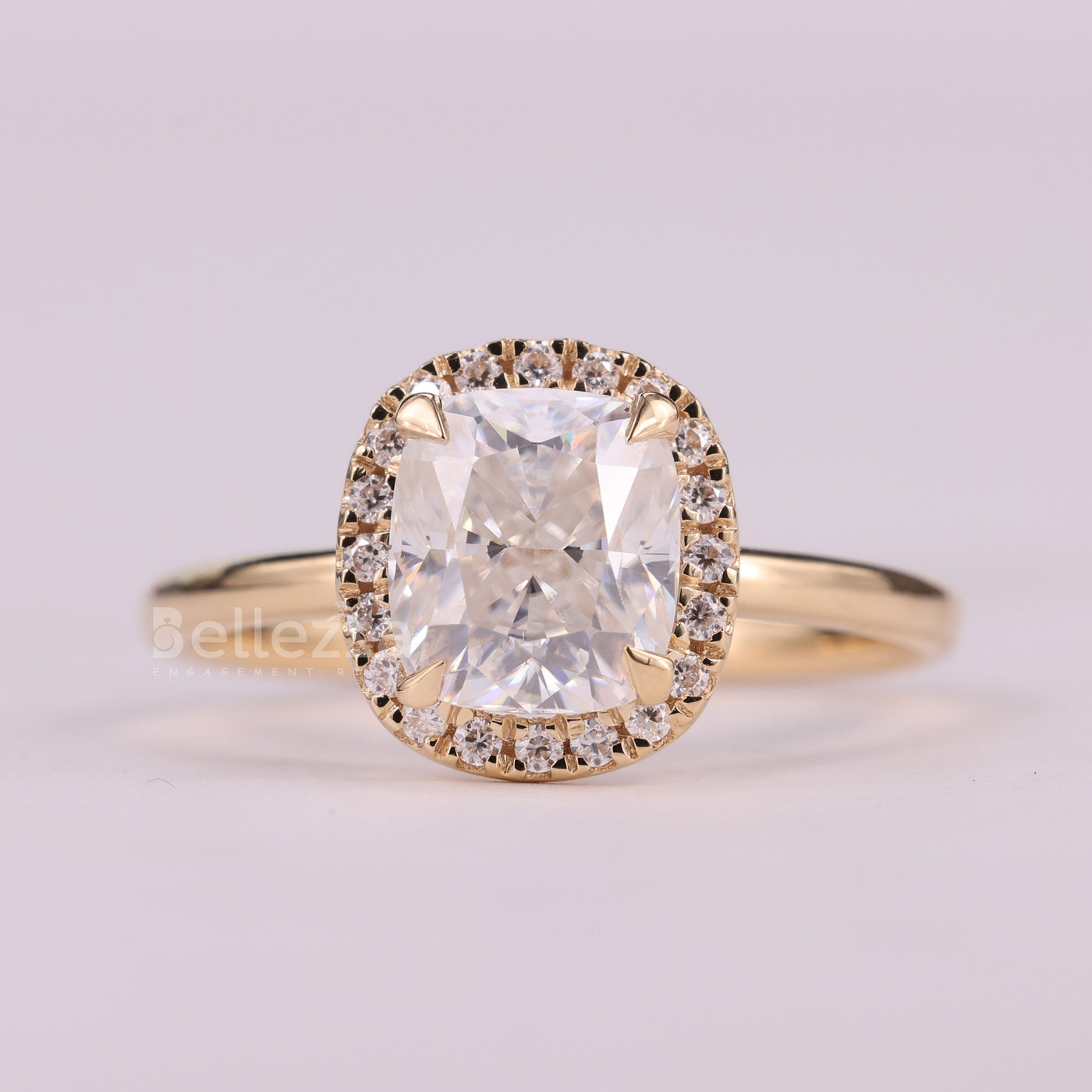 1.0CT Elongated Cushion Cut Halo Setting Engagement Ring