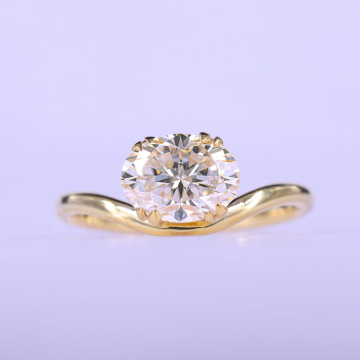1.50CT East-West Oval Cut Curved Moissanite Engagement Ring
