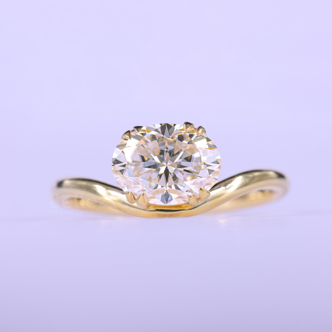 1.50CT East-West Oval Cut Curved Moissanite Engagement Ring