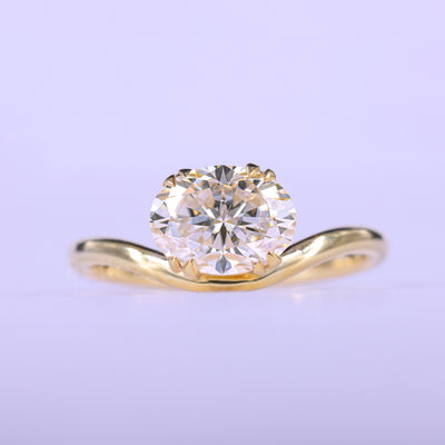 1.50CT East-West Oval Cut Curved Moissanite Engagement Ring