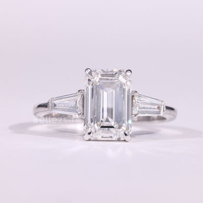 1.50CT Emerald Cut Diamond Three Stone Moissanite Engagement Ring