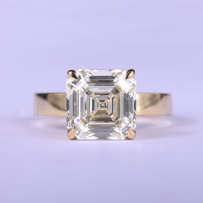 2.0CT Asscher Cut Diamond Moissanite Solitaire Engagement Ring