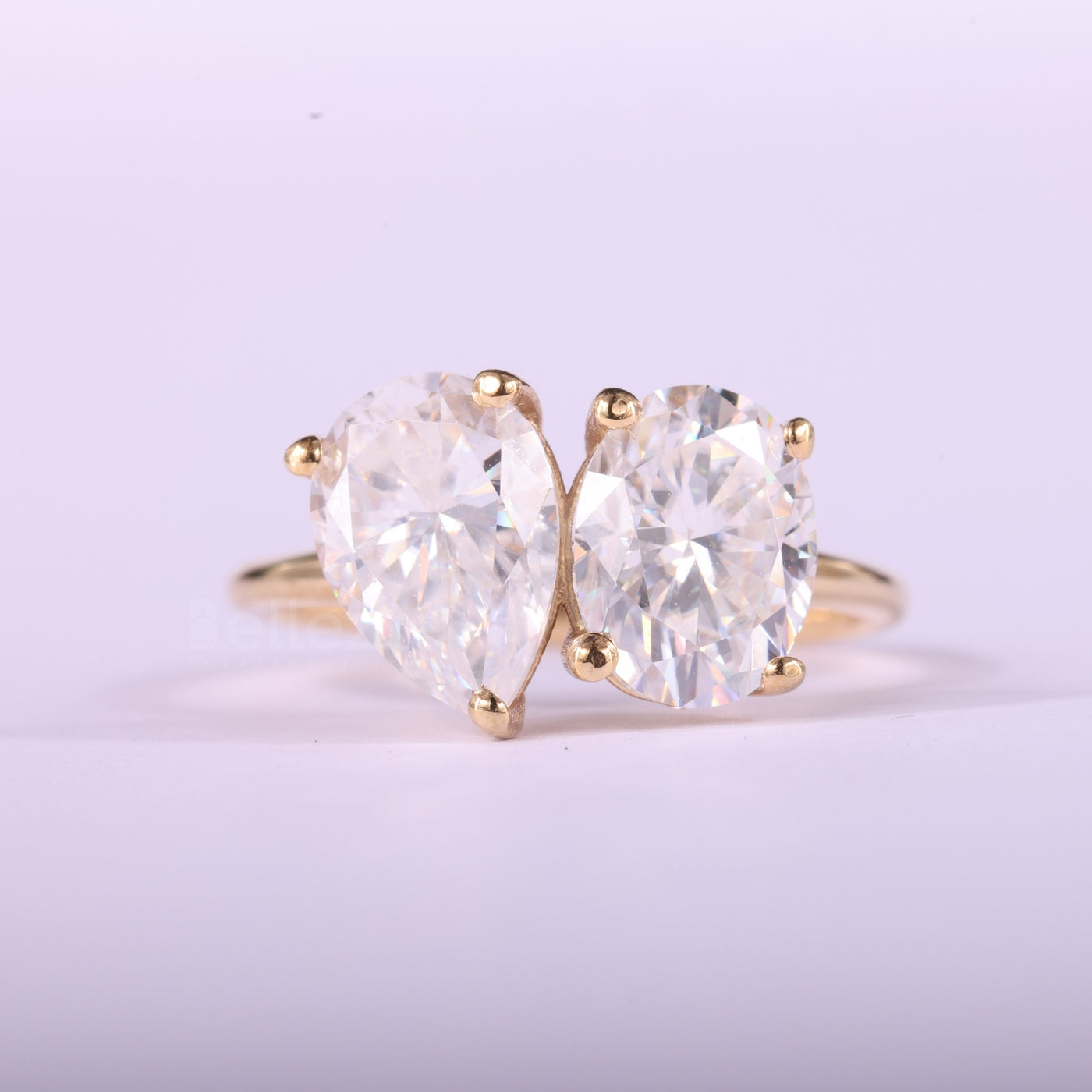 2.0CTW Oval & Pear Cut Toi Et Moi Moissanite Engagement Ring