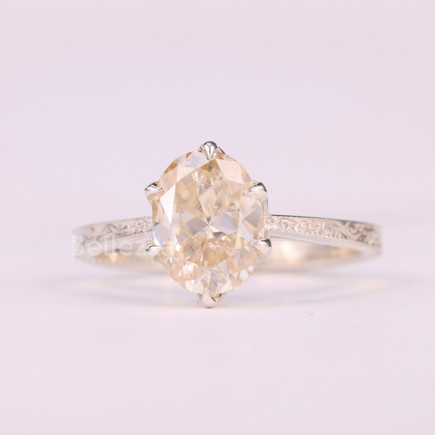 1.0CT Oval Cut Unique Solitaire Vintage Inspired Engagement Ring