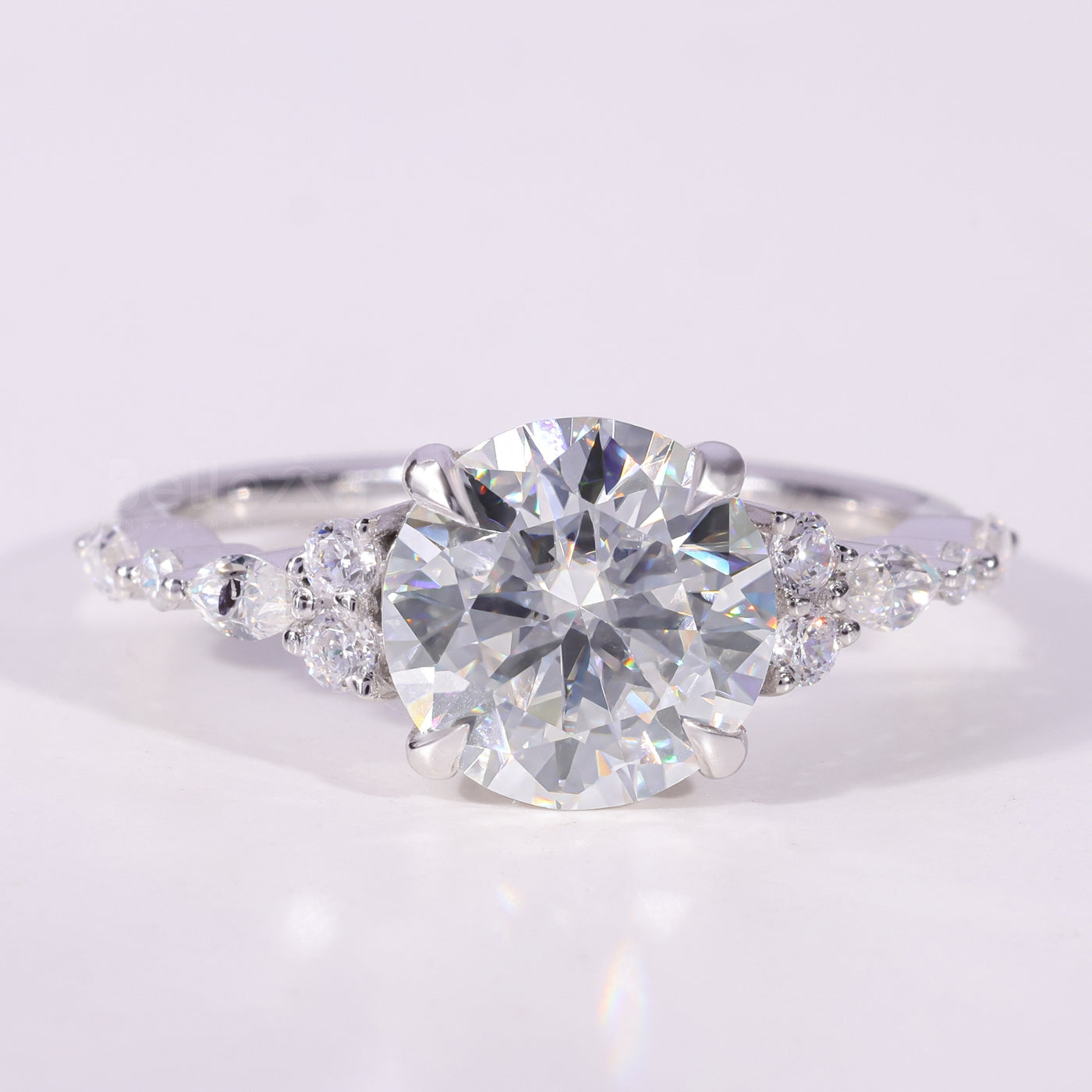 1.0CT-2.0CT Round Brilliant Cut Cluster Diamodn Engagement Ring