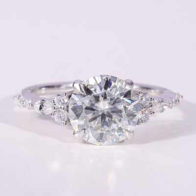 1.0CT-2.0CT Round Brilliant Cut Cluster Diamodn Engagement Ring