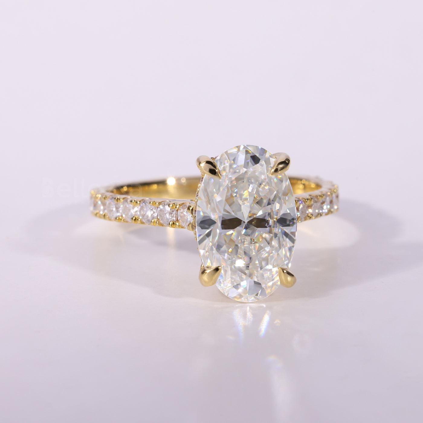 2.0CT-3.0CT Oval Cut Moissanite Pave Setting Engagement Ring