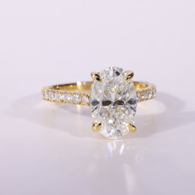 2.0CT-3.0CT Oval Cut Moissanite Pave Setting Engagement Ring