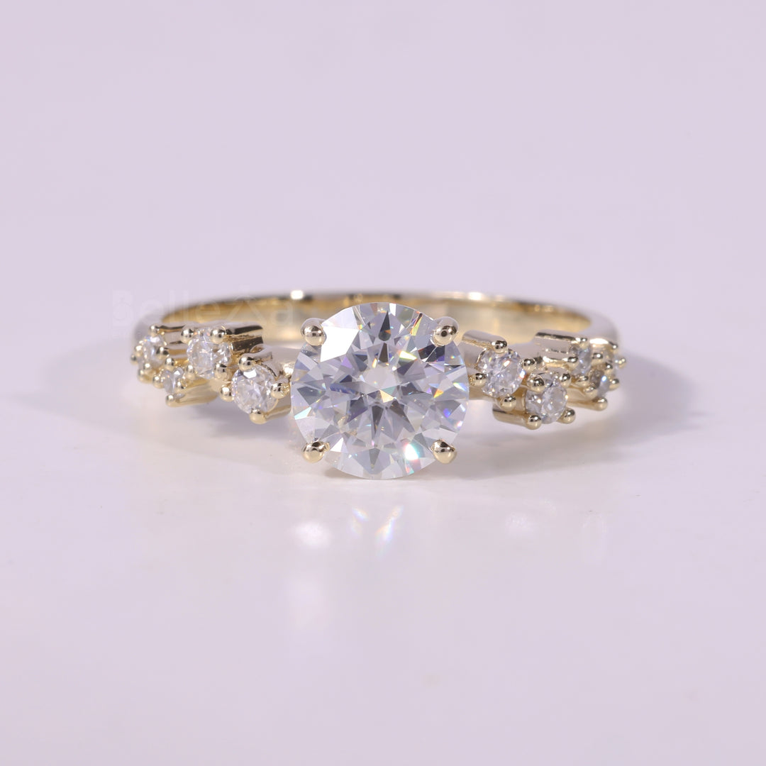 1.0CT-2.0CT Round Brilliant Cut Cluster Diamond Engagement Ring