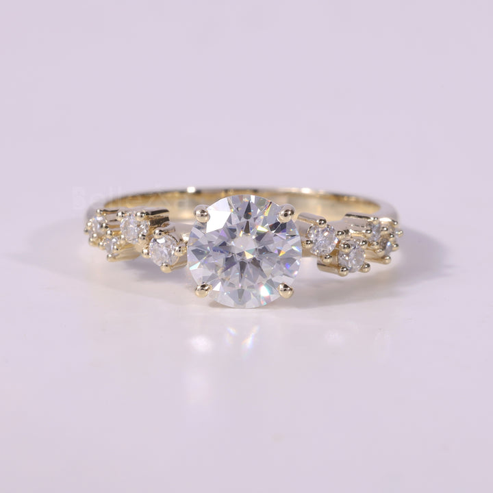 1.0CT-2.0CT Round Brilliant Cut Cluster Diamond Engagement Ring