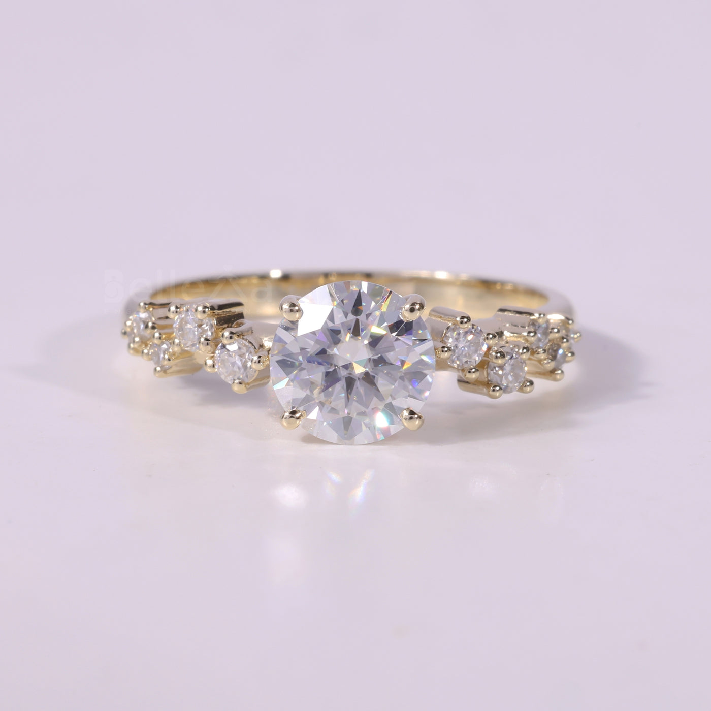 1.0CT-2.0CT Round Brilliant Cut Cluster Diamond Engagement Ring