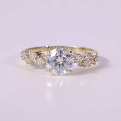 1.0CT-2.0CT Round Brilliant Cut Cluster Diamond Engagement Ring