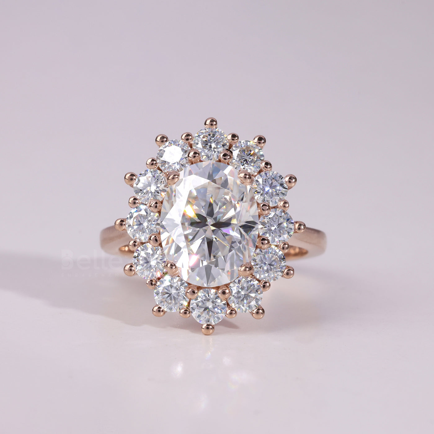 1.50CT-2.50CT Oval Cut Floral Halo Dimaond Engagement Ring