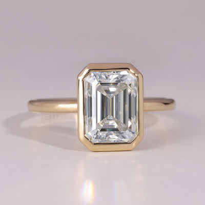 1.50CT-2.50CT Emerald Cut Bezel Setting Engagement Ring
