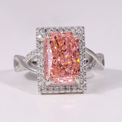 2.00CT-3.0CT Radiant Cut Orangy Pink Diamond Engagement Ring