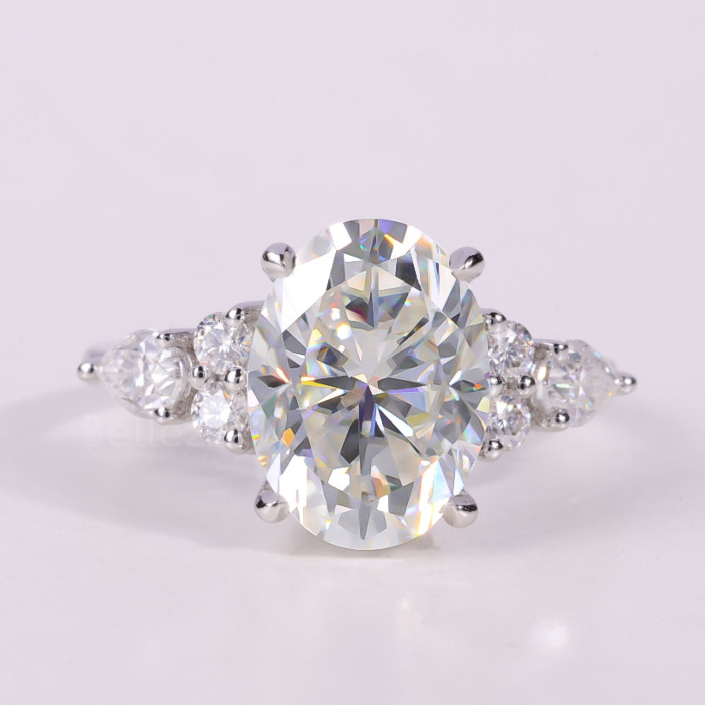 2.0CT-3.0CT Oval Cut Cluster Diamond Engagement Ring