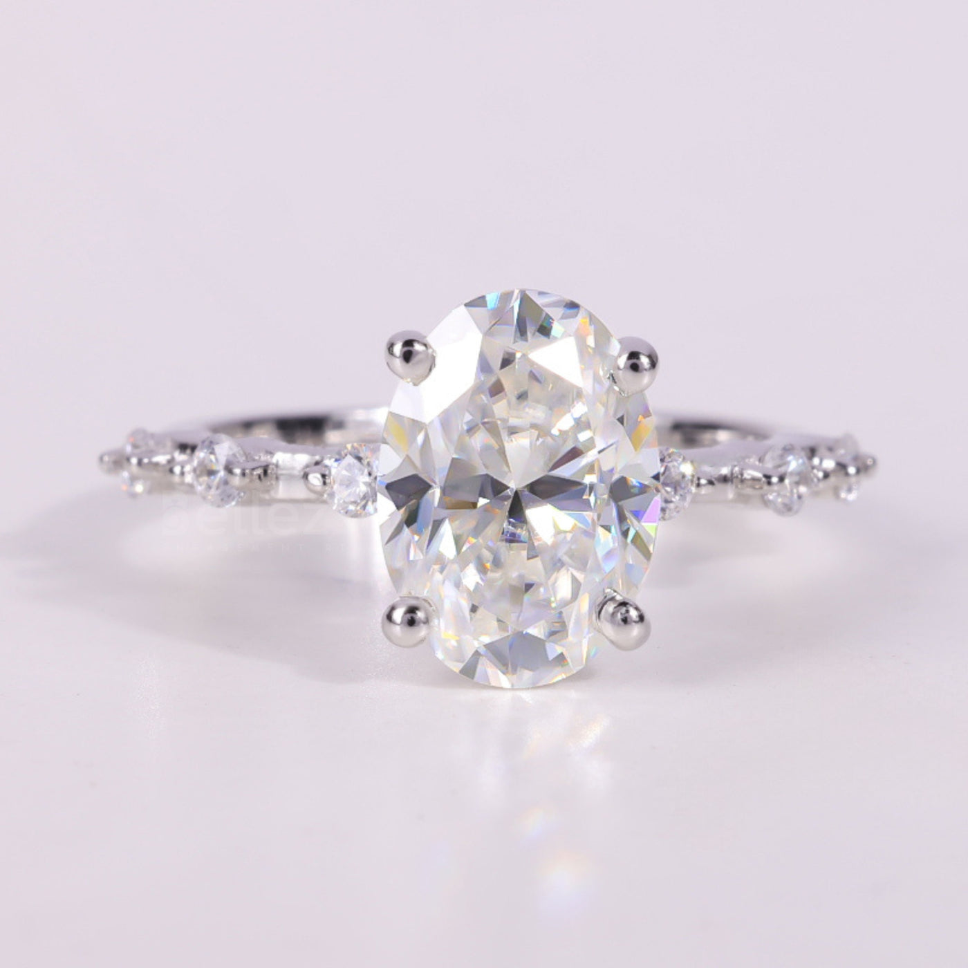 1.50CT-2.50CT Oval Cut Diamond Petite Pave Engagement Ring