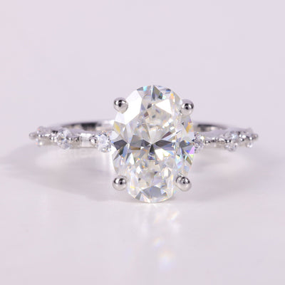 1.50CT-2.50CT Oval Cut Diamond Petite Pave Engagement Ring