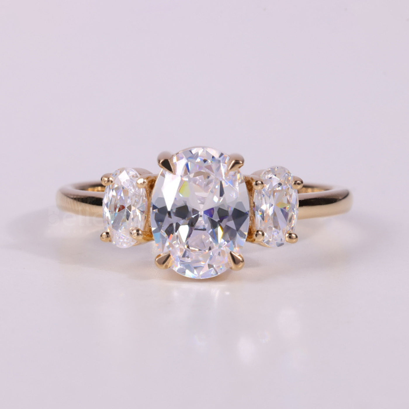 1.0CT-2.0CT Oval Cut Three Stone Moissanite Engagement Ring