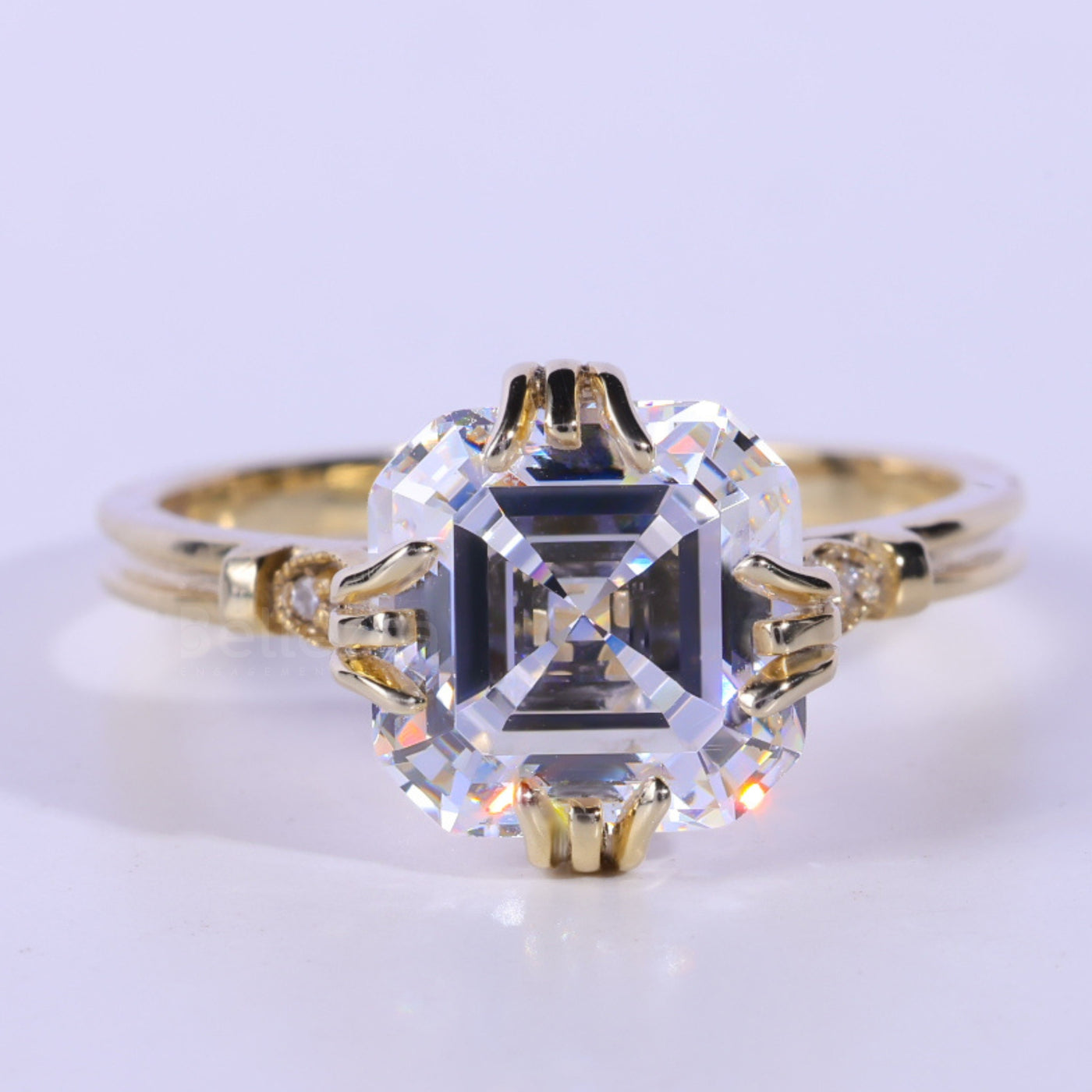 3.0CT-4.0CT Asscher Cut DImaond Unique Engagement Ring