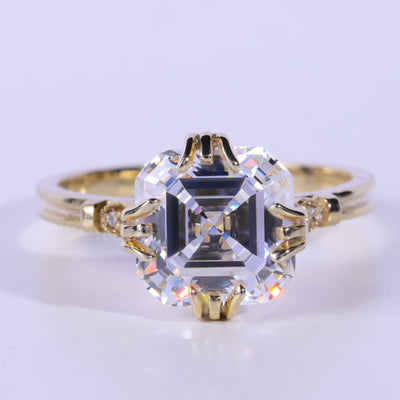 3.0CT-4.0CT Asscher Cut DImaond Unique Engagement Ring