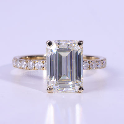 2.0CT-3.0CT Emerald Cut Diamond Pave Setting Engagement Ring
