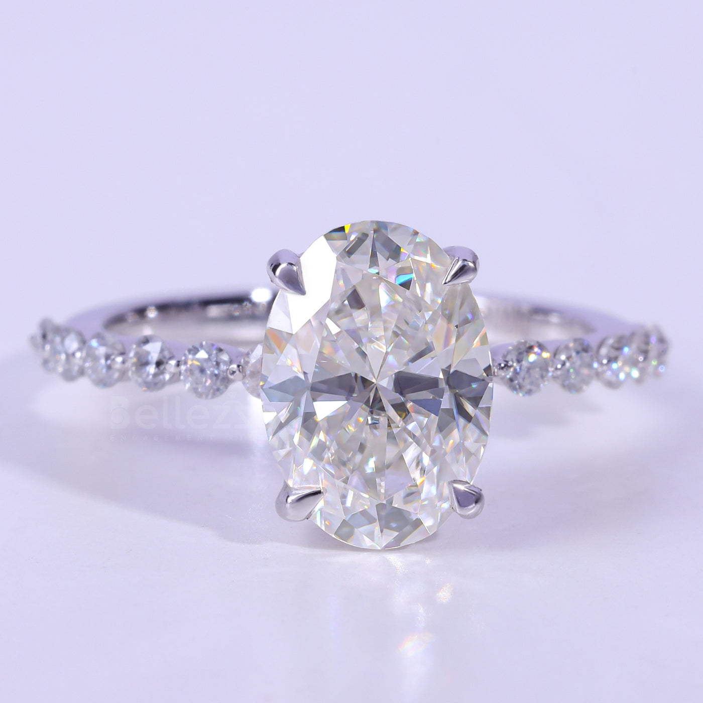 2.0CT-3.0CT Oval Cut Pave Setting Moissanite Engagement Ring