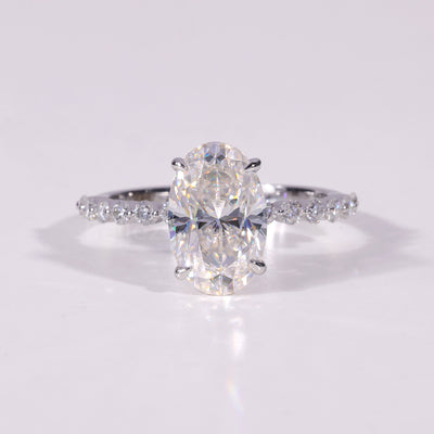 1.0CT-3.0CT Oval Cut Pave Setting Moissanite Engagement Ring