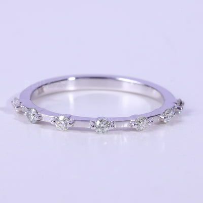 Round Cut Diamond Petite Pave Setting Moissanite Wedding Band