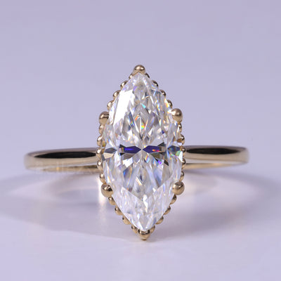 1.5CT-2.5CT Marquise Cut Solitaire Moissanite Engagement Ring