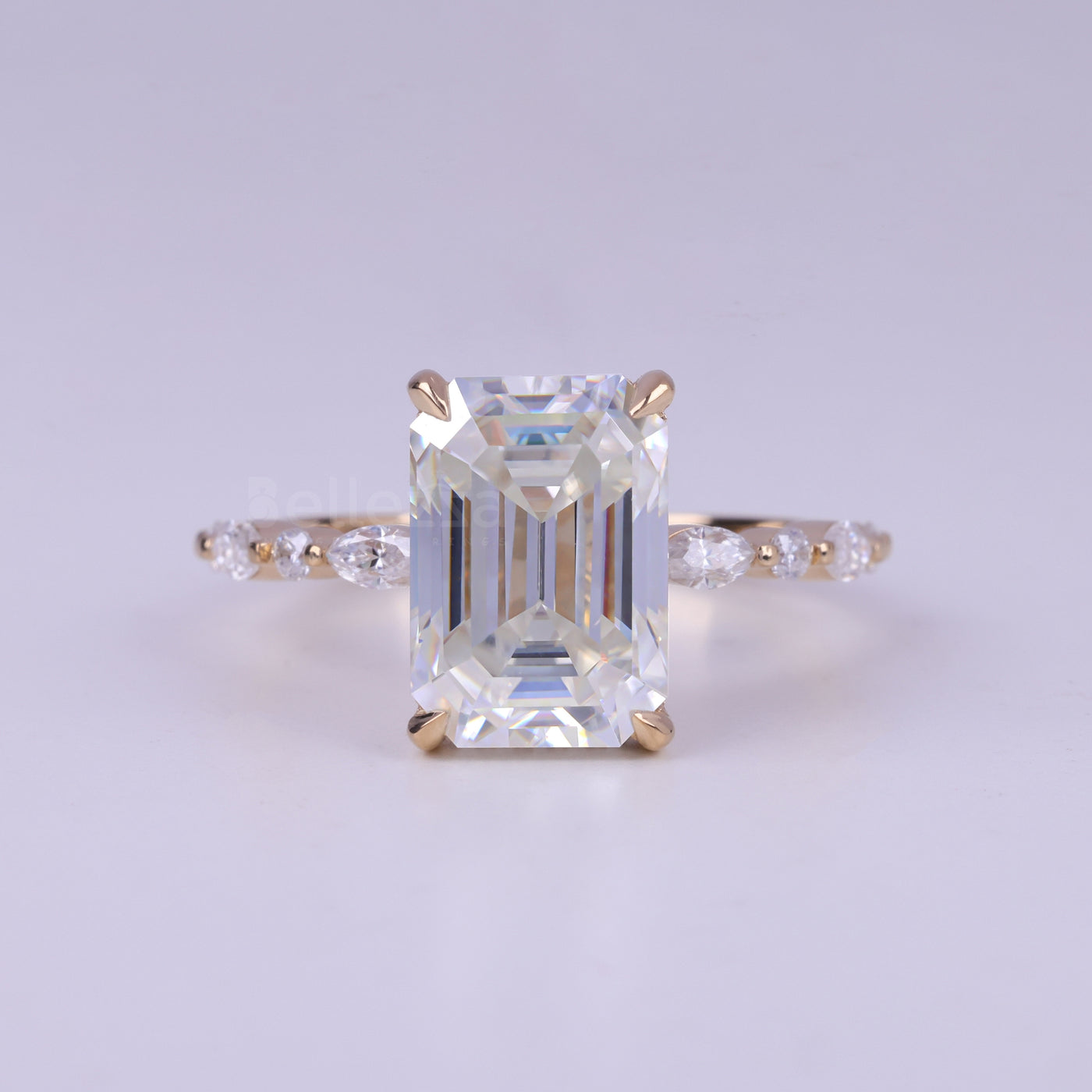 2.0CT Emerald Cut Pave Setting Unique Engagement Ring