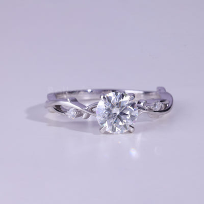 1.0CT Round Cut Diamond Nature Inspired Moissanite Engagement Ring