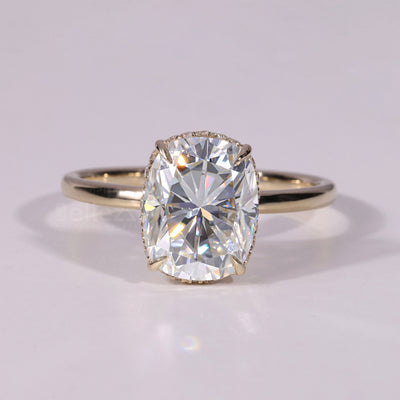 1.50CT-3.50CT Elongated Cushion Cut Hidden Halo Engagement Ring