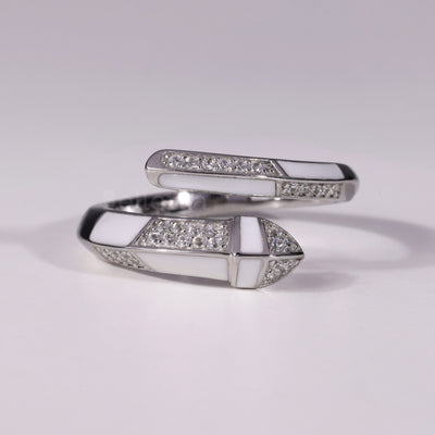 0.60TCW Round Cut Unique Style Bypass Shank Wedding Band