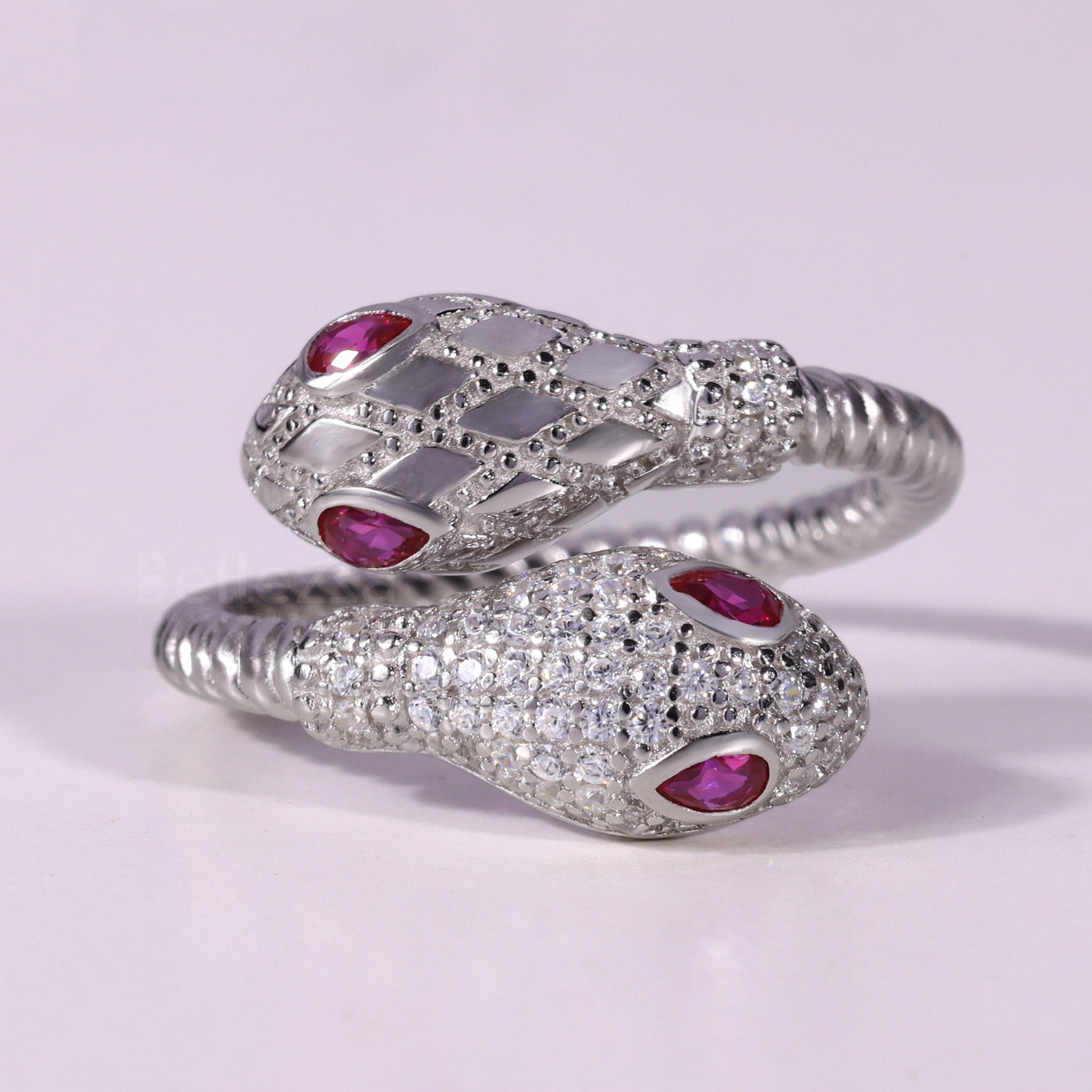 0.40TCW Pink Pear Cut Diamond Snake Style Unique Spiral Ring