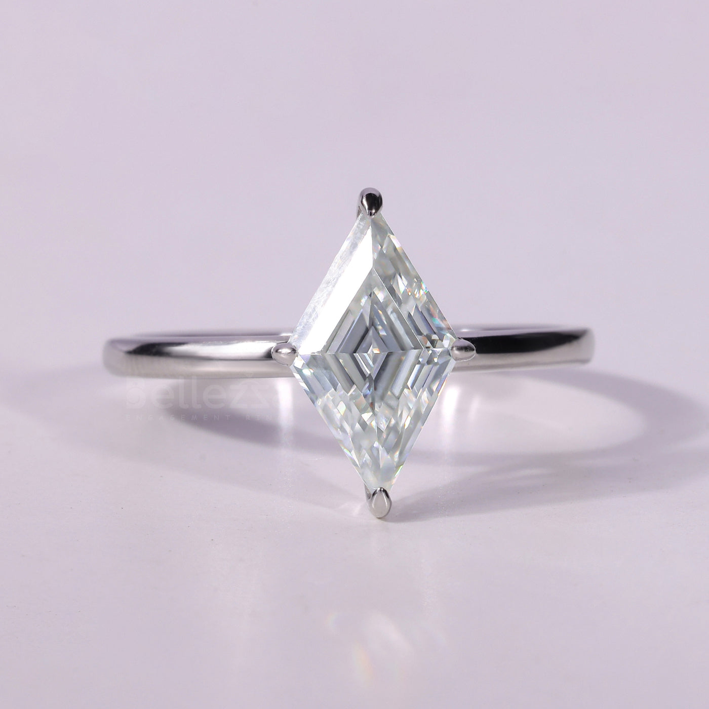 1.0CT Kite Cut Diamond Solitaire Moissanite Engagement Ring