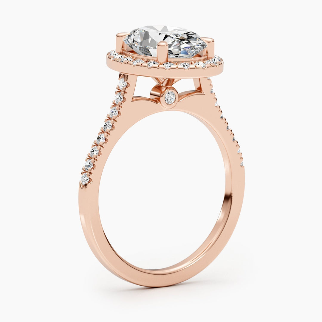 1.50-3.50 CT Oval Halo & Pave Diamond Engagement Ring