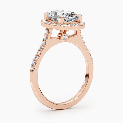 1.50-3.50 CT Oval Halo & Pave Diamond Engagement Ring