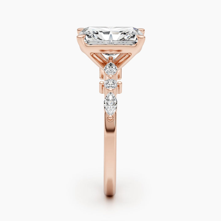 2.0 CT-4.0 CT Radiant Diamond Engagement Ring With Dainty Setting