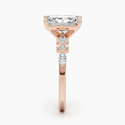 2.0 CT-4.0 CT Radiant Diamond Engagement Ring With Dainty Setting