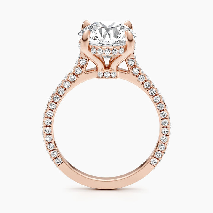 1.50-3.50 CT Round Hidden Halo & Pave Diamond Engagement Ring