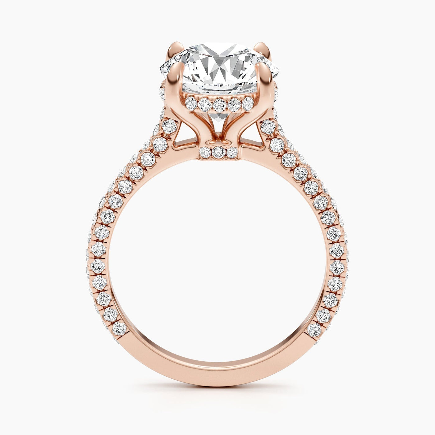 1.50-3.50 CT Round Hidden Halo & Pave Diamond Engagement Ring