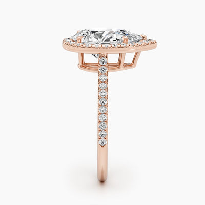 1.50-3.50 CT Pear Diamond Engagement Ring With Halo & Pave Setting