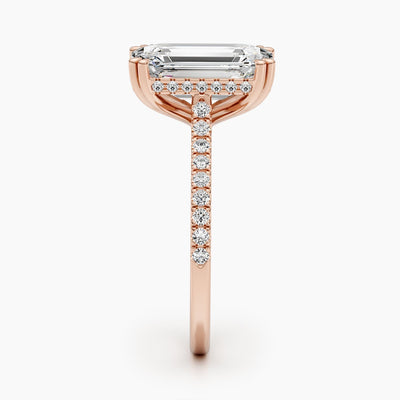 2.50 -5.0 CT Emerald Pave Diamond Engagement Ring