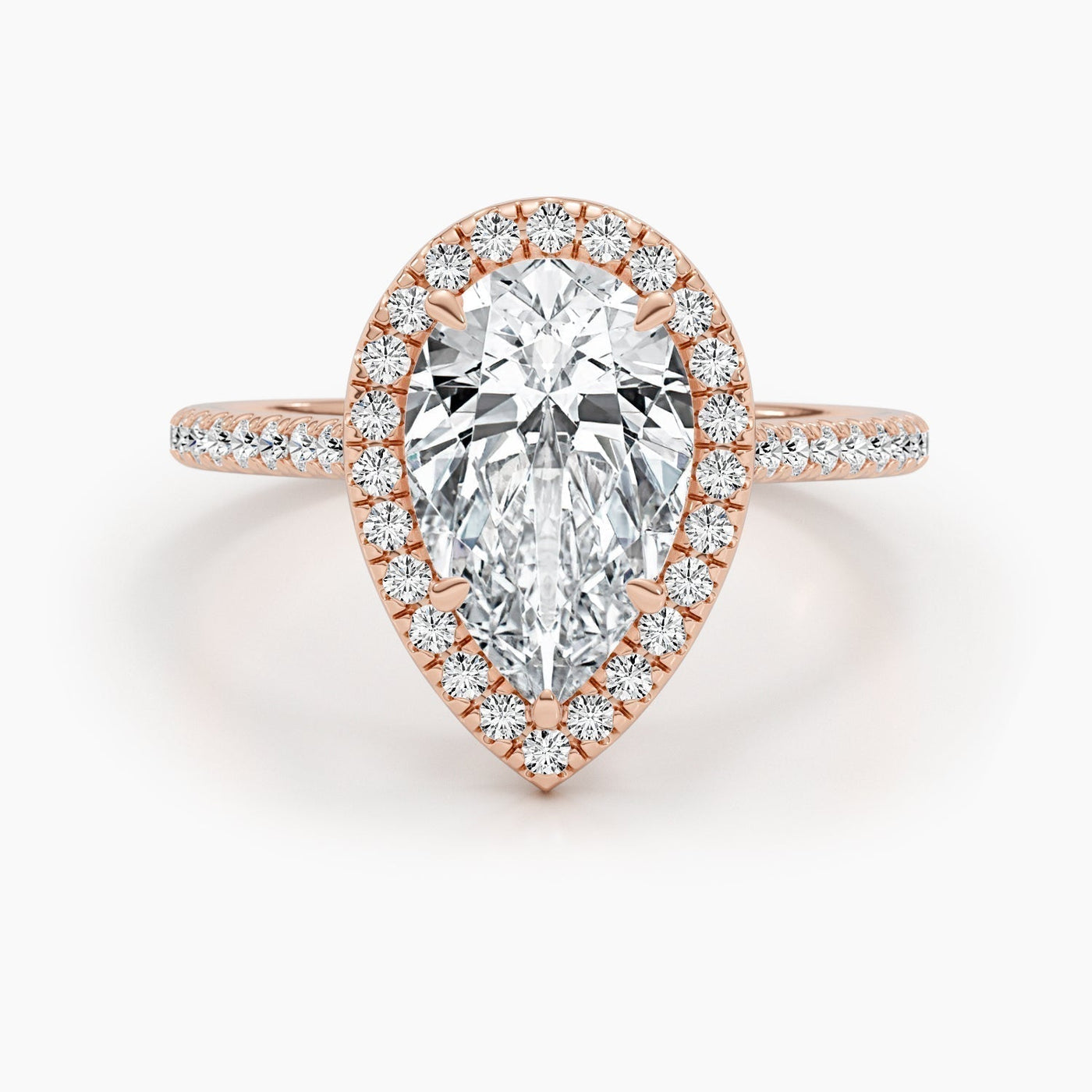 1.50-3.50 CT Pear Diamond Engagement Ring With Halo & Pave Setting